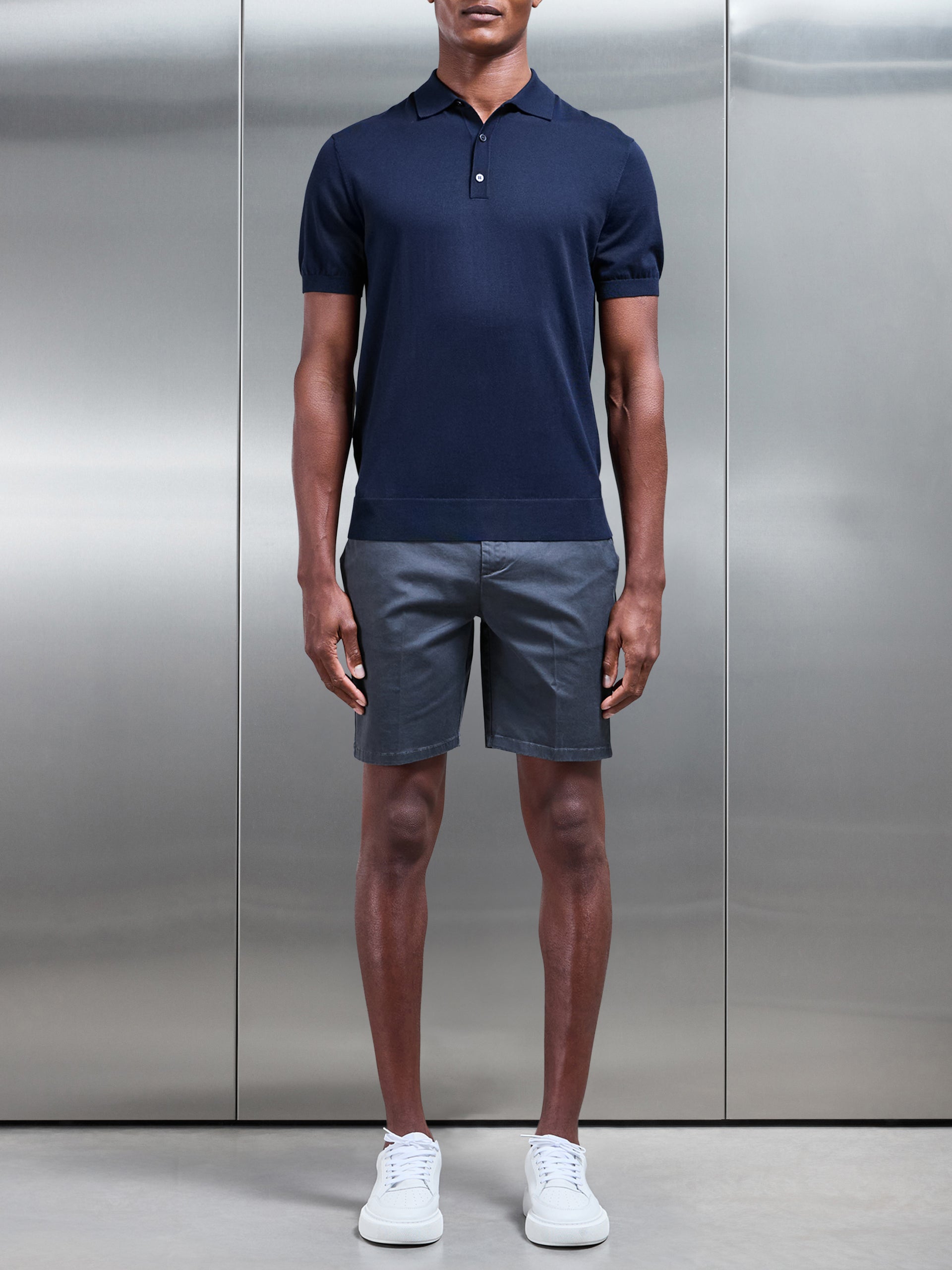 Tailored Side Adjuster Chino Short in Grey