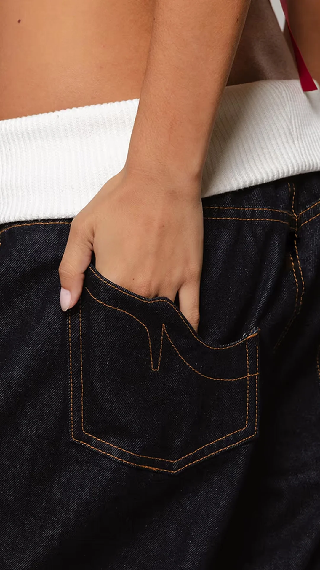 Classic Black Fold-Over Jeans