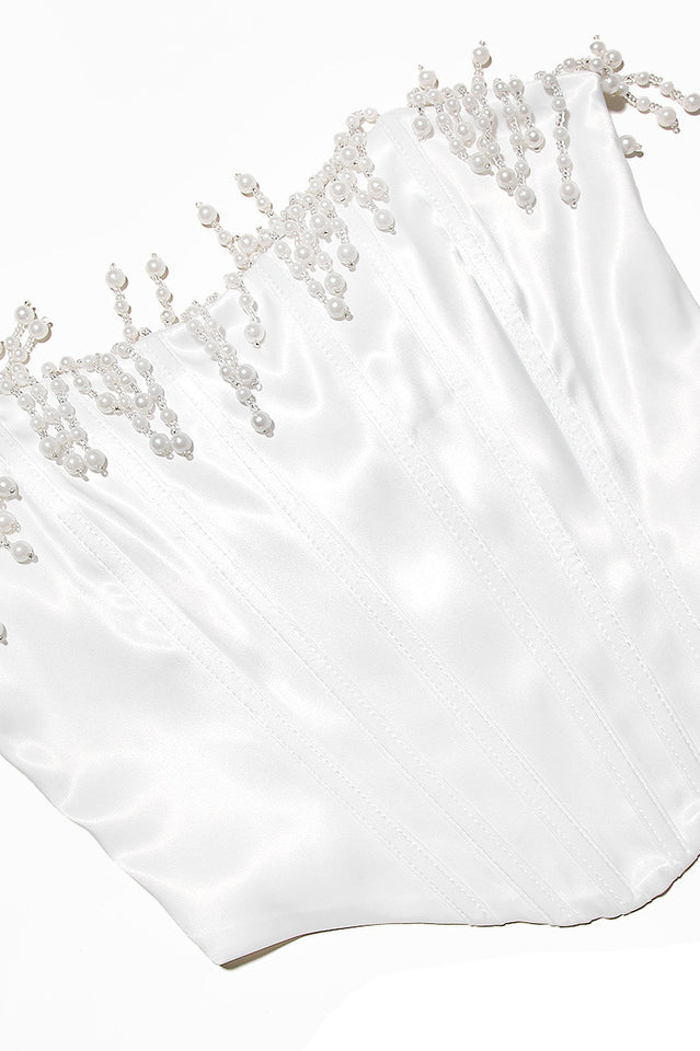 Aubrie Vintage Cream White Beaded Bra