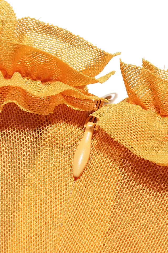 Apricot Ruffled Front Gown