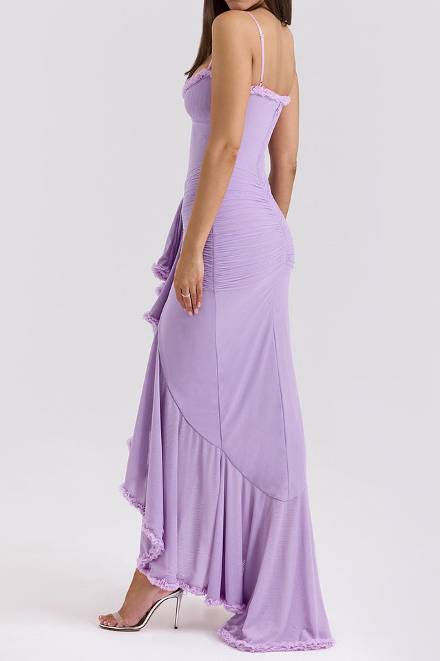 Apricot Ruffled Front Gown