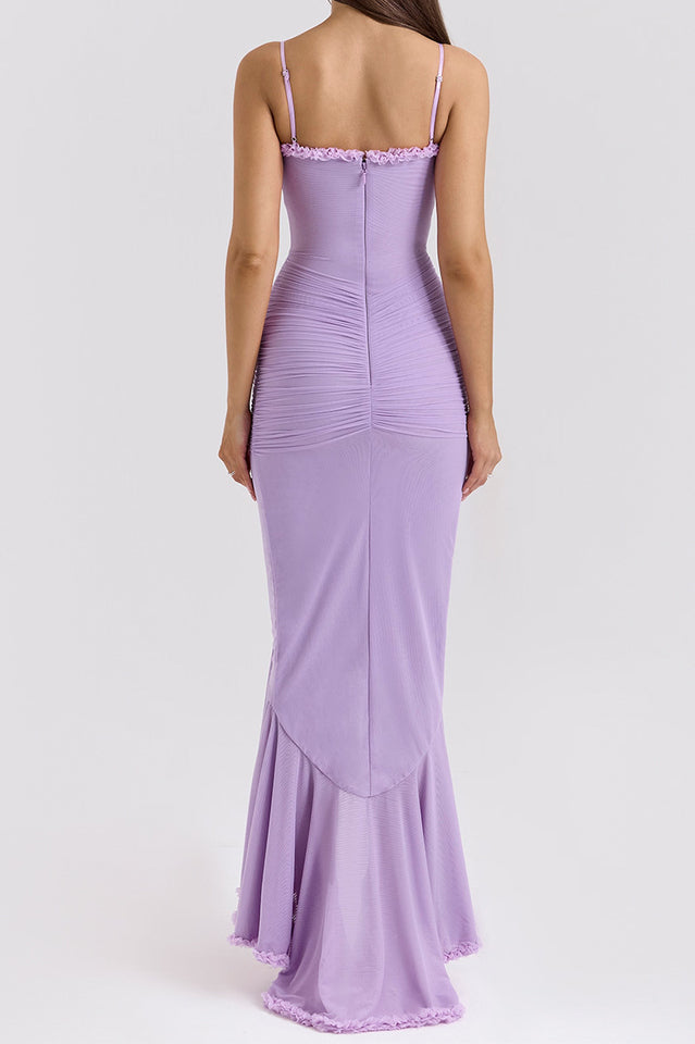 Apricot Ruffled Front Gown