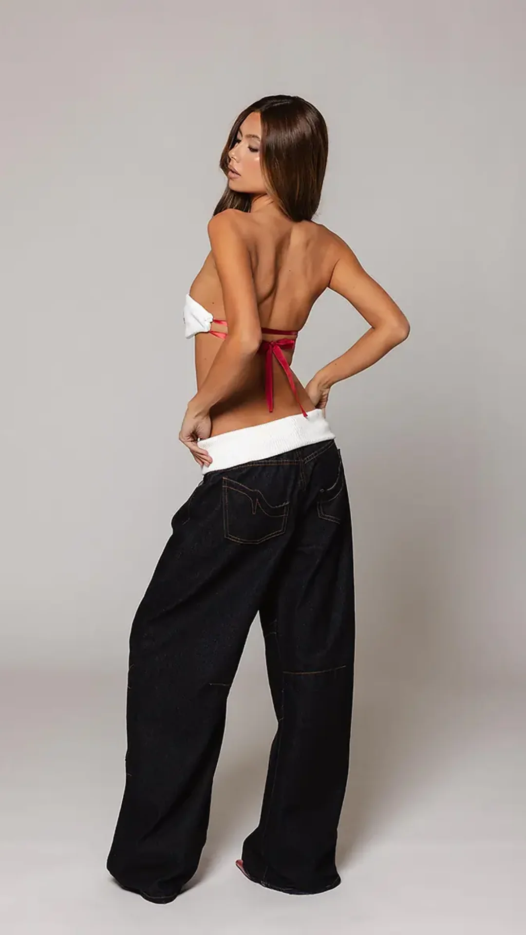 Classic Black Fold-Over Jeans