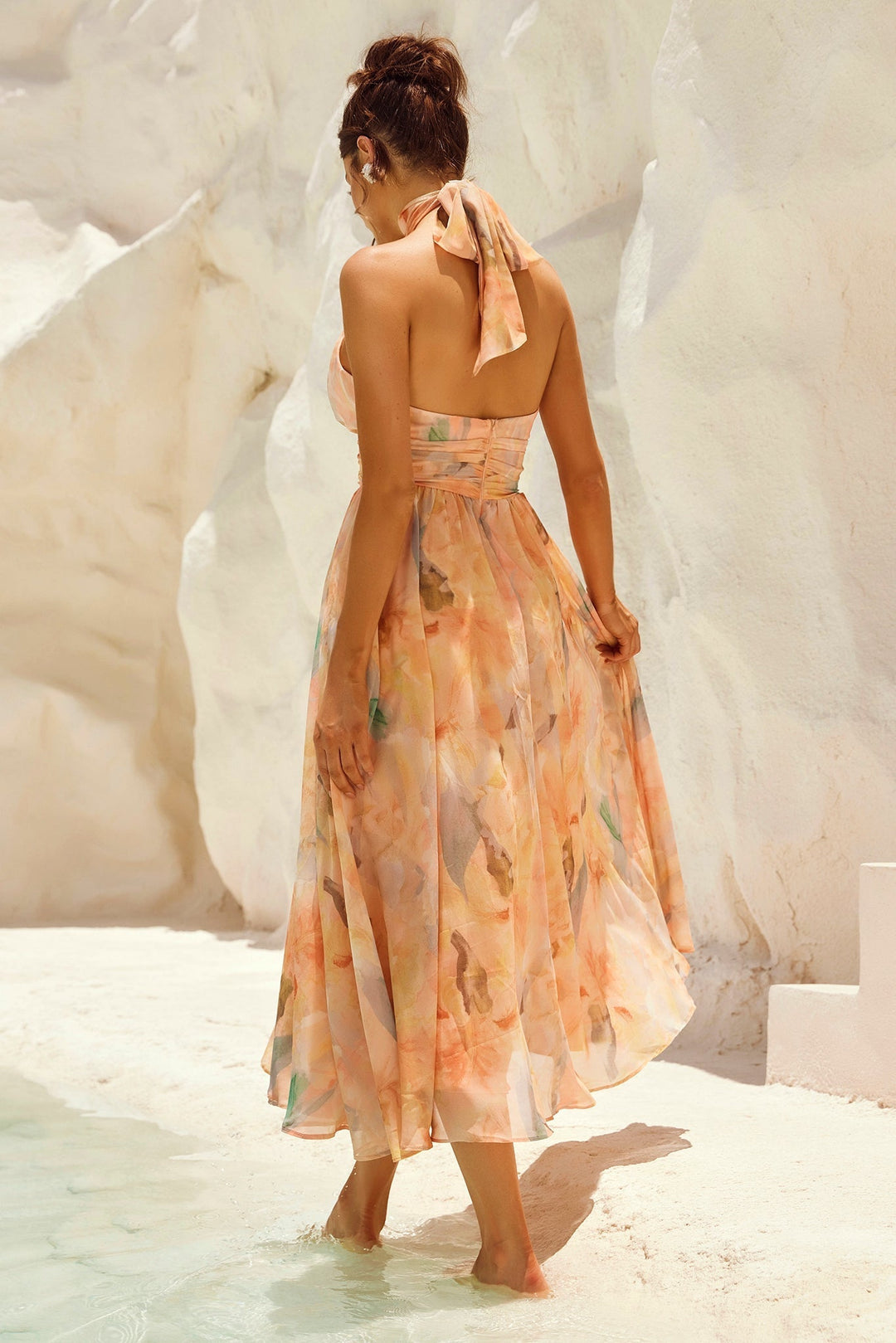 Branca Blossom Midi Dress - Peach