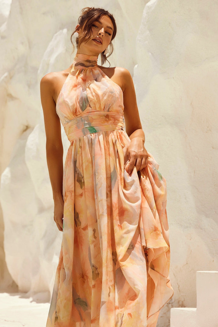 Branca Blossom Midi Dress - Peach