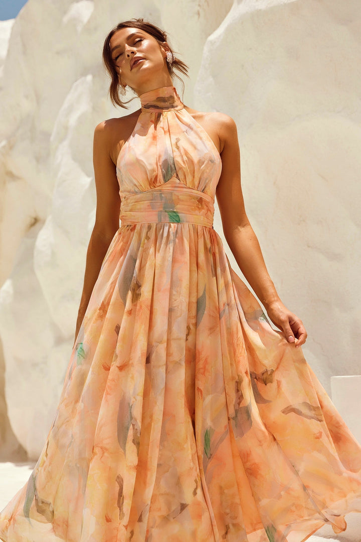 Branca Blossom Midi Dress - Peach