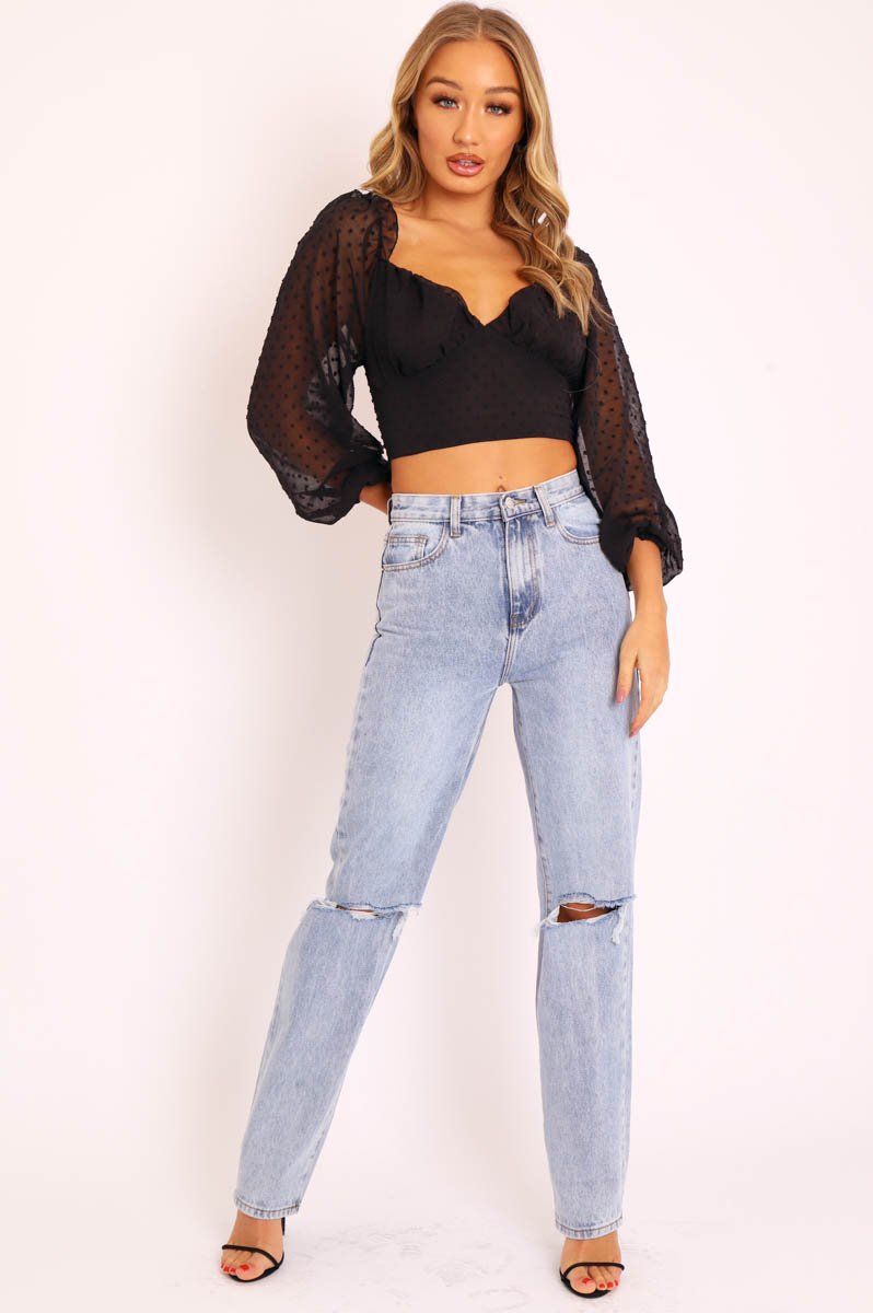 Denim Distressed Knee Extra Long Jeans