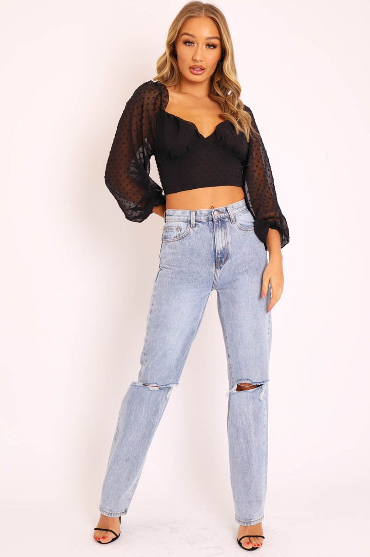 Denim Distressed Knee Extra Long Jeans