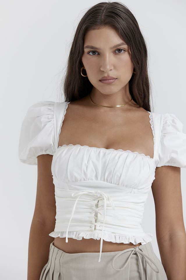 Samaya White Pleated Top