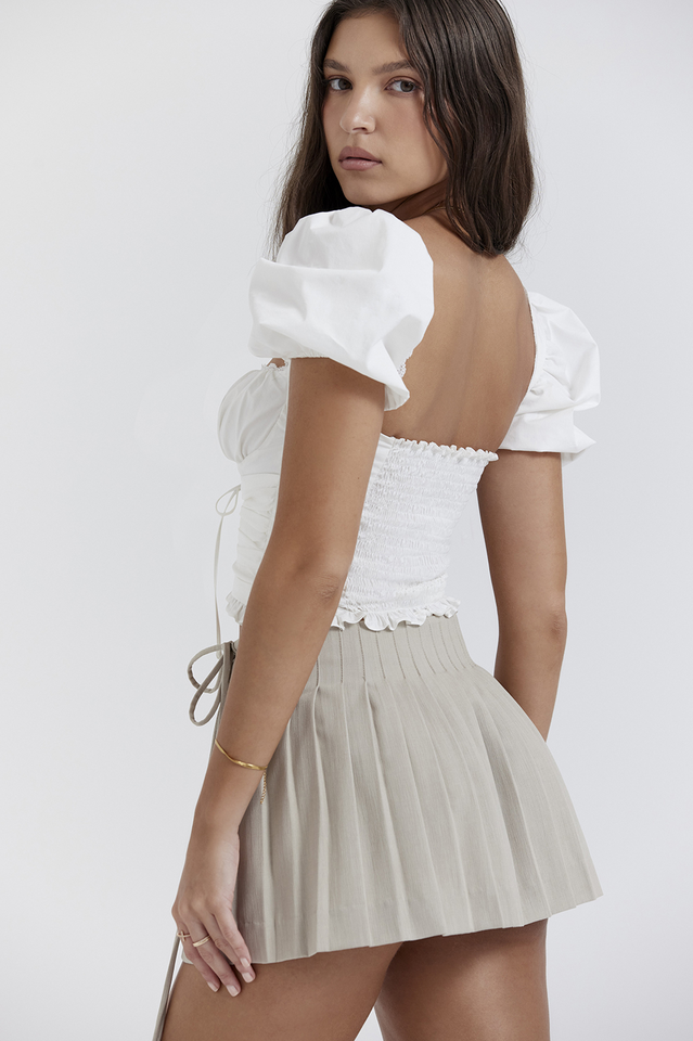 Samaya White Pleated Top