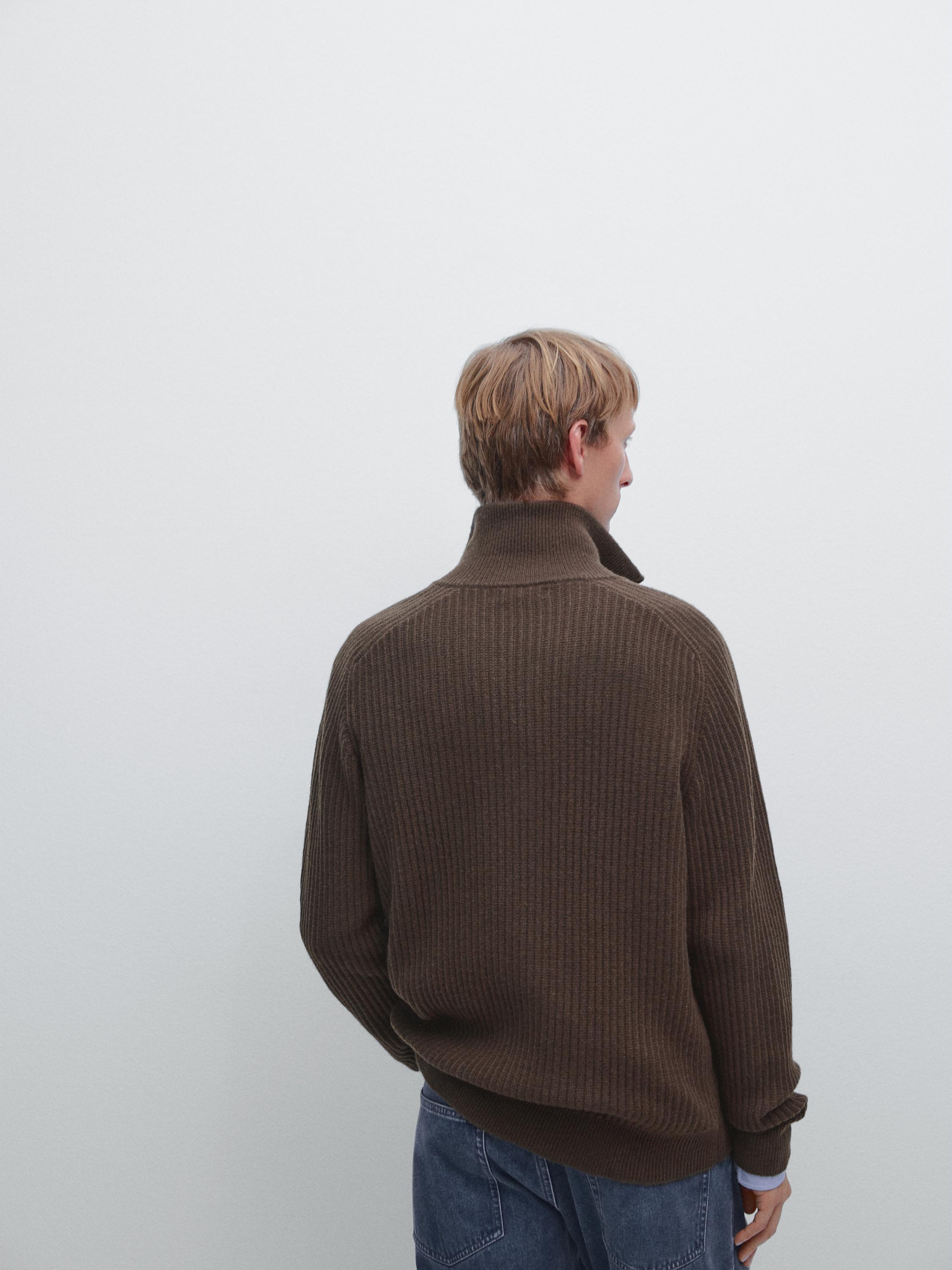 Regular Fit Funnel Neck Men's Knit Cardigan